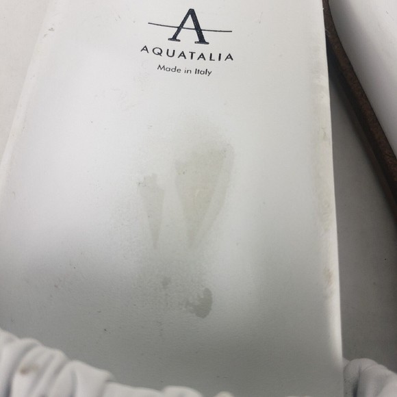 AQUATALIA Womens White Ruched Iva Round Toe Slip On Leather Slide Sandals 5.5 - Picture 4 of 11